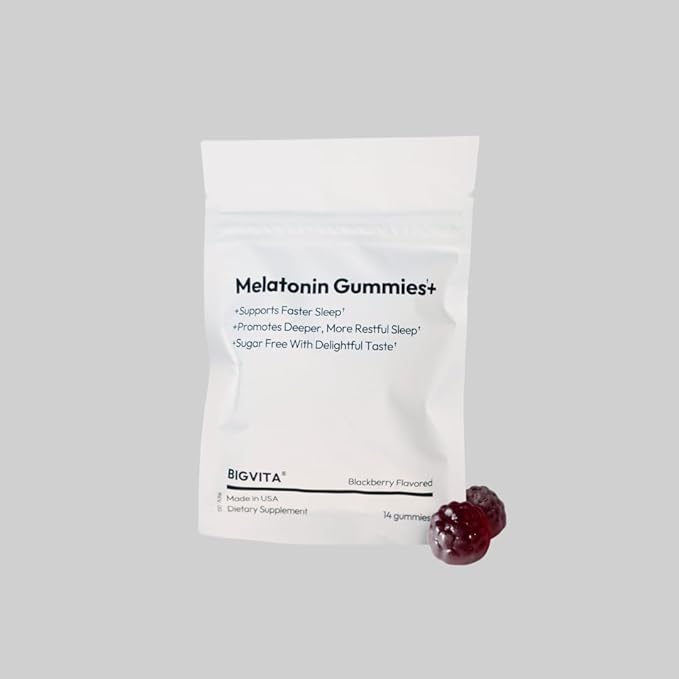 BIGVITA Melatonin Gummies+ | Natural Sleep Support with L-Theanine, Chamomile & Botanicals, Rest & Recharge