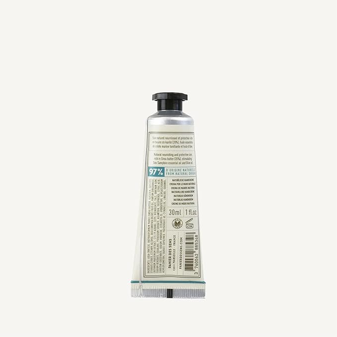 Panier des Sens - Small Hand Cream for Dry Cracked Hands β Sea Samphire Mini Hand Lotion for Dry Skin - With Shea Butter and Olive Oil - Hand Care 97% Natural Ingredients - Travel Size 1 floz
