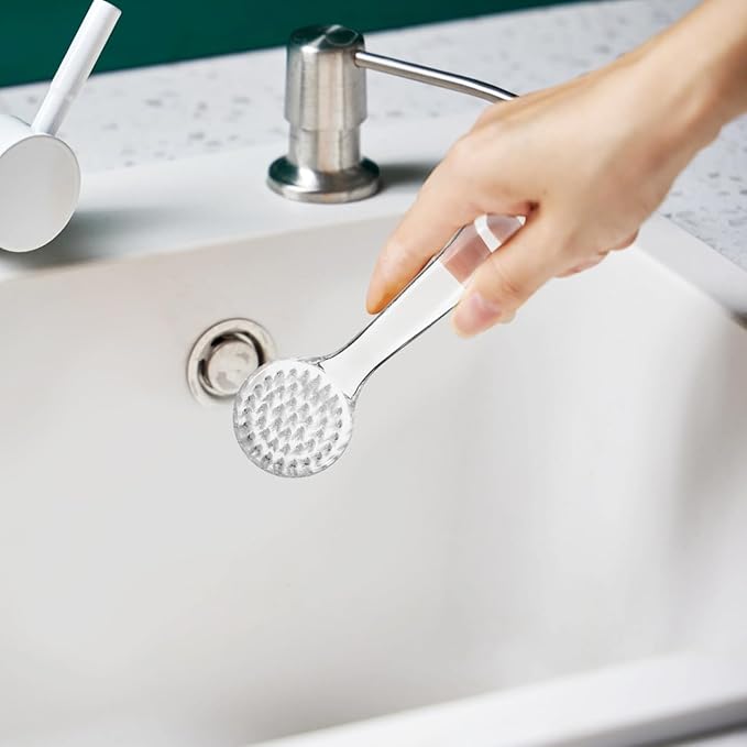 Long Handle Nail Cleaning Brushes, 3pcs Set Transparent Plastic Fingernail Scrubber with Round Bristles and Protective Cover for Dirt Removal Manicure Cleaning Tool for Men and Women