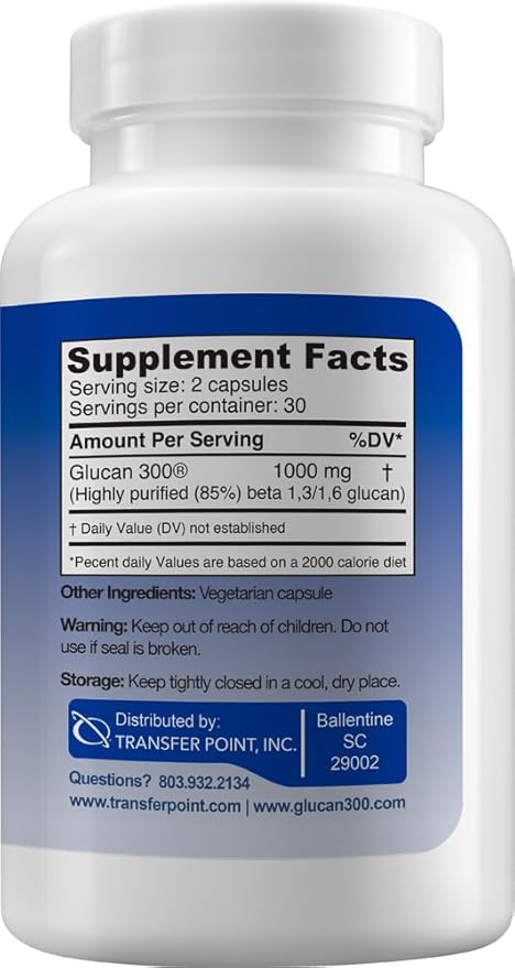 Immune Support Supplement Highly Purified Beta 1,3D Glucan (Pack of 3-500 mg b-glucan Fiber per Capsule)