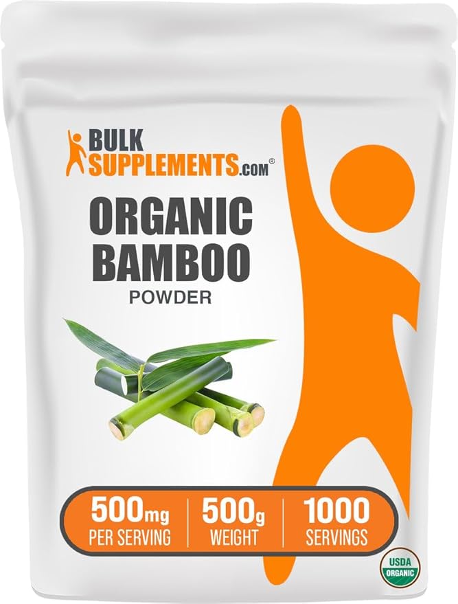 BulkSupplements.com Organic Bamboo Powder - Silica Supplements, Bamboo Supplement - Gluten Free, 500mg per Serving, 500g (1.1 lbs) (Pack of 1)