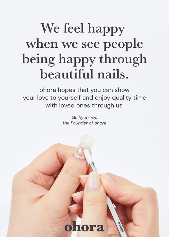ohora Semi Cured Gel Nail Strips (N Dress Up) - White, Patterned, Works with Any UV/LED Lamps, Salon-Quality, Long Lasting, Easy to Apply & Remove - Includes 2 Prep Pads, Nail File & Wooden Stick