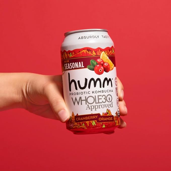 Humm Whole30 Approved Kombucha, Cranberry Orange, Organic, Vegan & GMO Free (24 Pack)