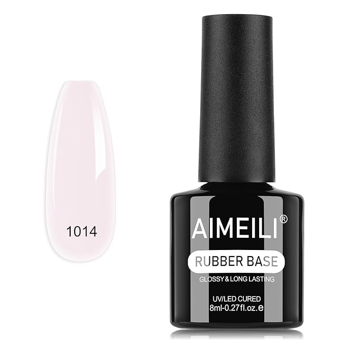 AIMEILI Rubber Base Gel Nail Polish, Hema Free, Cruelty Free, Vegan, Builder Nail Gel Base Coat Soak Off Nail Art Design - RB1014 8ml