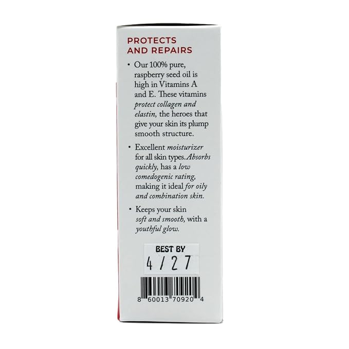 Pure Red Raspberry Seed Oil – 1 fl oz | Cold-Pressed, Unrefined, Extra Virgin | Grown and Pressed in Washington State