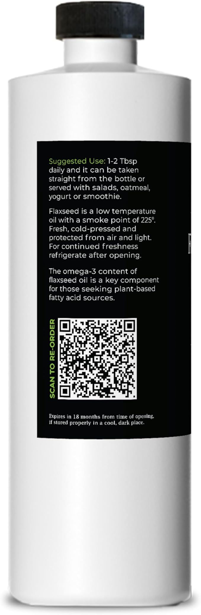 GreenIVe Flax Seed Oil Organically Grown100% Pure Cold Pressed High Vegan Omega Fatty Acids (16 Fl Oz)
