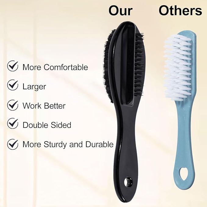 Nail Brush for Cleaning Fingernails 2 PCS, Long Handle Grip Double Sided Nail Foot Scrub Brush Fingernail Cleaner, Soft Stiff Bristles Pedicure Nail Scrubber Non-Slip for Men Women Clear White