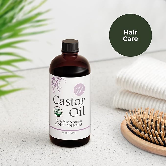 Healing Solutions Oils - 4 oz Castor Oil Organic Pure Natural, Cold Pressed, Hexane & Chemical Free Natural Solution, Lash Serum, Stimulates Growth For Hair, Eyelash, Eyebrows, Scalp & Beard - 118ml