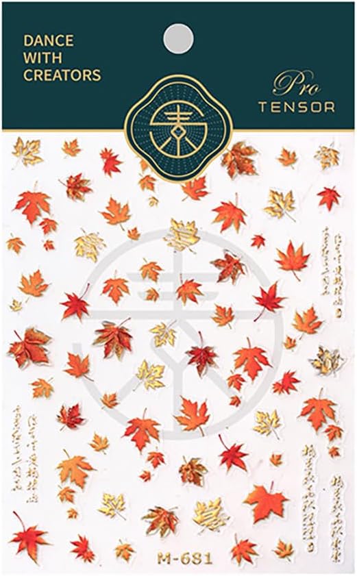 Fall Maple Leaves Nail Art Stickers for Thanksgiving, Gold Maple Leaves Nail Decals 5D Embossed Fall Nail Art Supplies for Women Girls Nail Decoration