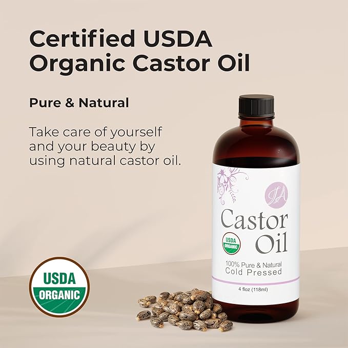 Healing Solutions Oils - 4 oz Castor Oil Organic Pure Natural, Cold Pressed, Hexane & Chemical Free Natural Solution, Lash Serum, Stimulates Growth For Hair, Eyelash, Eyebrows, Scalp & Beard - 118ml