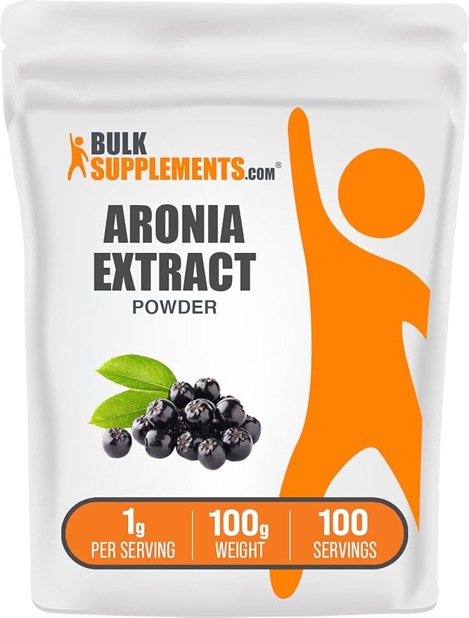 BulkSupplements.com Aronia Extract Powder - Aronia Berry Extract, Chokeberry Supplement, Sourced from Aronia Berry - Gluten Free, 1000mg per Serving, 100g (3.5 oz) (Pack of 1)