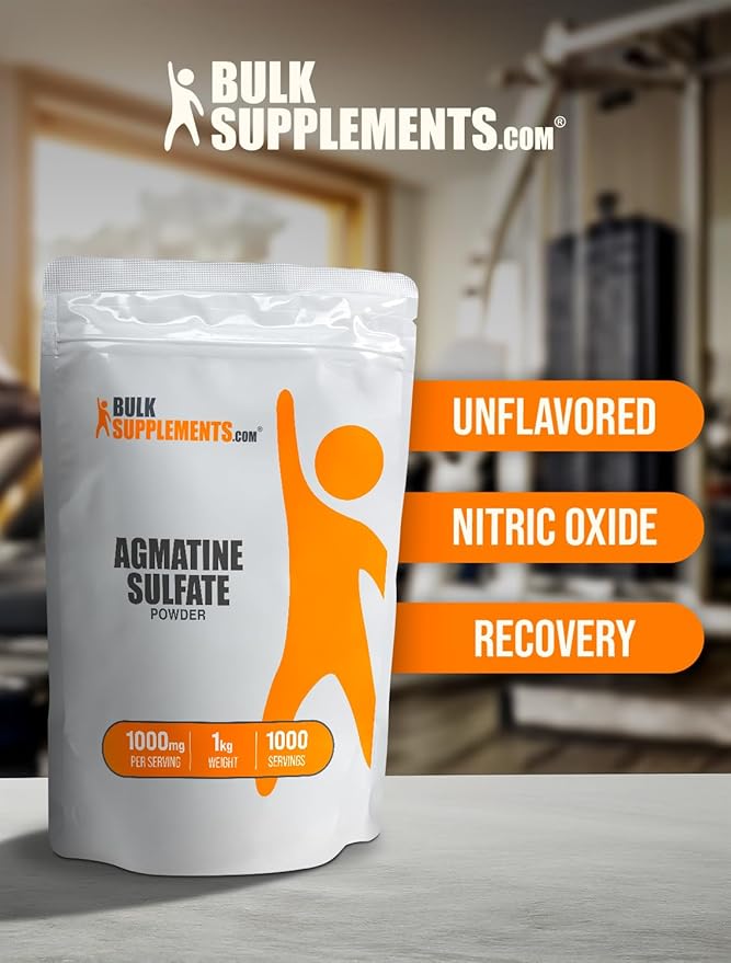 BulkSupplements.com Agmatine Sulfate Powder - Nitric Oxide Supplement, Agmatine Sulfate 1000mg - Unflavored & Gluten Free, 1000mg per Serving, 5kg (11 lbs) (Pack of 5)
