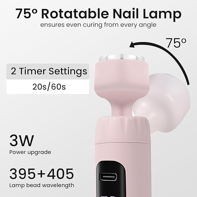 Cordless Nail Drill Electric Nail File with UV Light,Portable Professional Rechargeable Electric Nail Grinder Machine for Thick Nails,Acrylic Gel Nails & Natural Nails,for Home & Travel