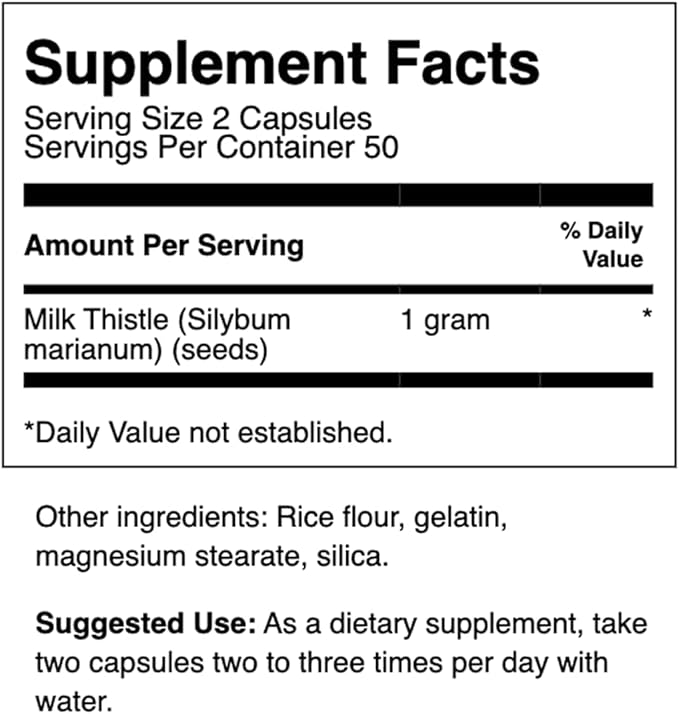 Full Spectrum Milk Thistle 500 mg 100 Caps