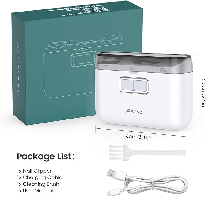 Electric Nail Clipper & Polisher, 2-in-1 Automatic Nail Trimmer for All Ages, 2-Speed Fingernail Clipper with LED Light, Rechargeable & Silent Designed Manicure Set for Baby Kids Seniors Weak Hands
