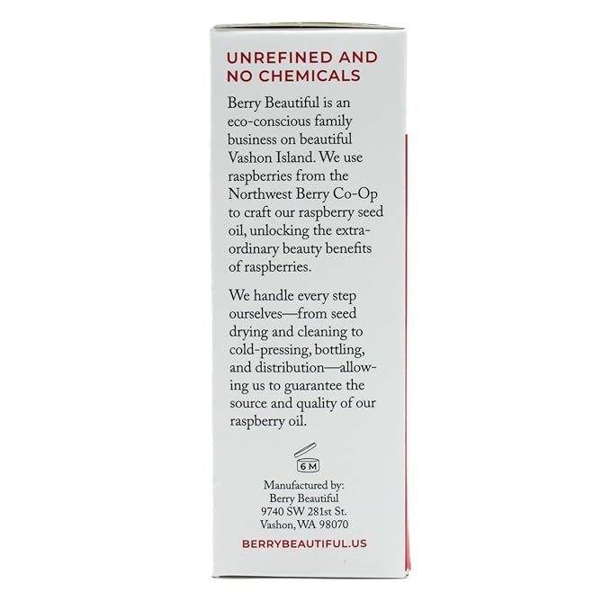 Pure Red Raspberry Seed Oil – 1 fl oz | Cold-Pressed, Unrefined, Extra Virgin | Grown and Pressed in Washington State