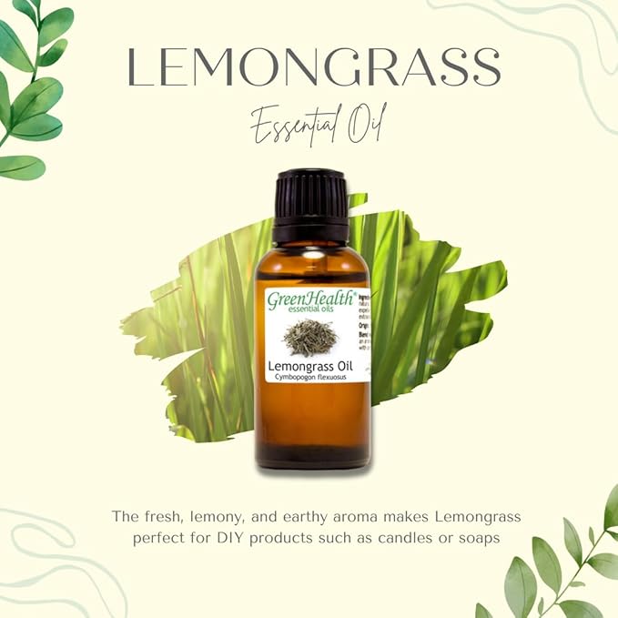 GreenHealth Lemongrass Essential Oil 1 Gallon β Wholesale Bulk Size | 100% Pure & Uncut | Natural Steam Distilled Oil for Candle Making, Cleaning, Air Care & More
