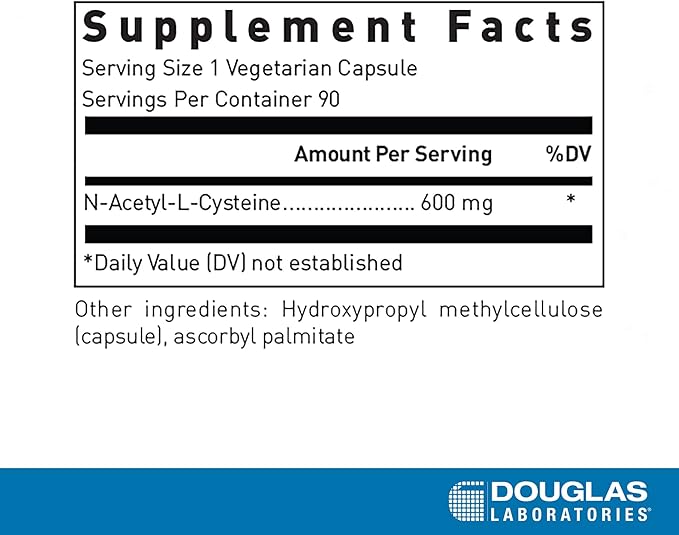 Douglas Laboratories N-Acetyl-L-Cysteine 600 mg | Glutathione Precursor for Antioxidant Protection | 90 Vegetarian Capsules