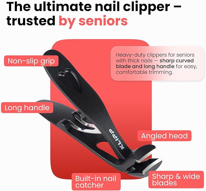 Toe Nail Clippers for Thick Nails for Seniors, for Thick Nails with Catcher. Angled Heavy Duty Large Toe Nail Clippers for Seniors, Toenail Clippers & Nail Cutters for Diabetic & Arthritic Nails