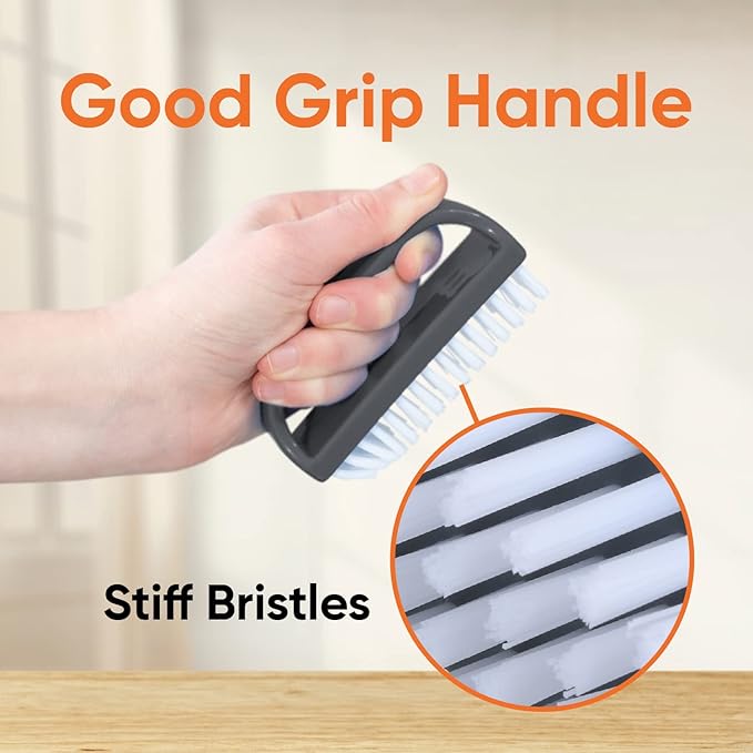 Superio Stiff Nail Brush for Cleaning Fingernails Small Scrub Brush with Handle, Cleaning Brushes for Hands, Toes, and Nails (Black, 12 Pack)