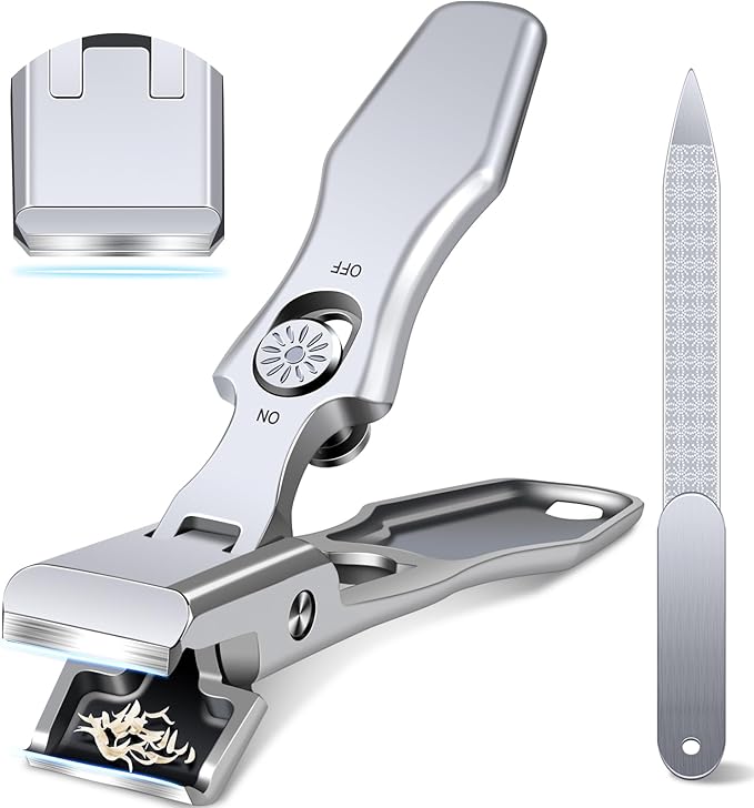 German Nail Clippers for Men Thick Nails,Upgrade Straight Toenail Clippers for Seniors with Wide Opening,Large Heavy Duty No Splash Ingrown Fingernail Clipper Nail Cutter with Catcher