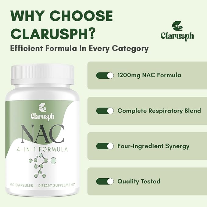 High Dose NAC Supplement 1200mg | N-Acetyl Cysteine Amino Acid Supplement for Respiratory | Antioxidants Supplements for Overall Well-Being | 90 Capsules