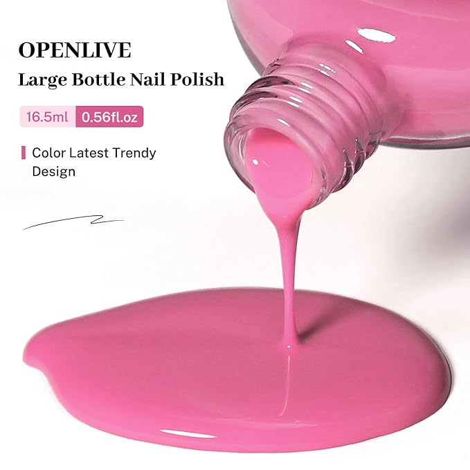 16.5ml Jelly Sheer Pink Nail Polish Large Volume Quick Dry Hot Pink Nail Polish, Long Lasting Shine, Fingernail Toenail Nail Art DIY Home Travel Nail Art Gift