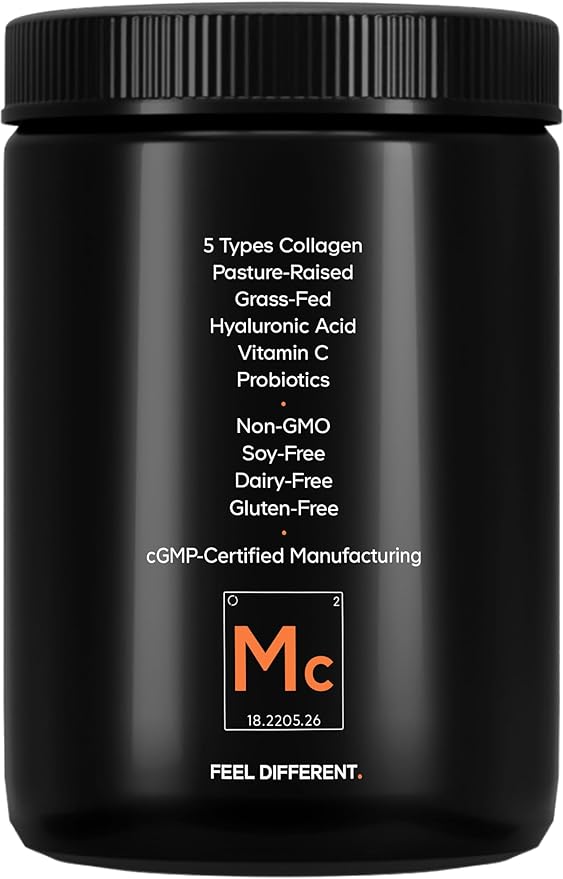 Codeage Multi Collagen Peptides Powder + Probiotics Black Edition, Vitamin C, Hyaluronic Acid Powder Supplement, Grass-Fed, Hydrolyzed, Zero Carbs, Type I, II, III, V & X, Unflavored, 10.58oz