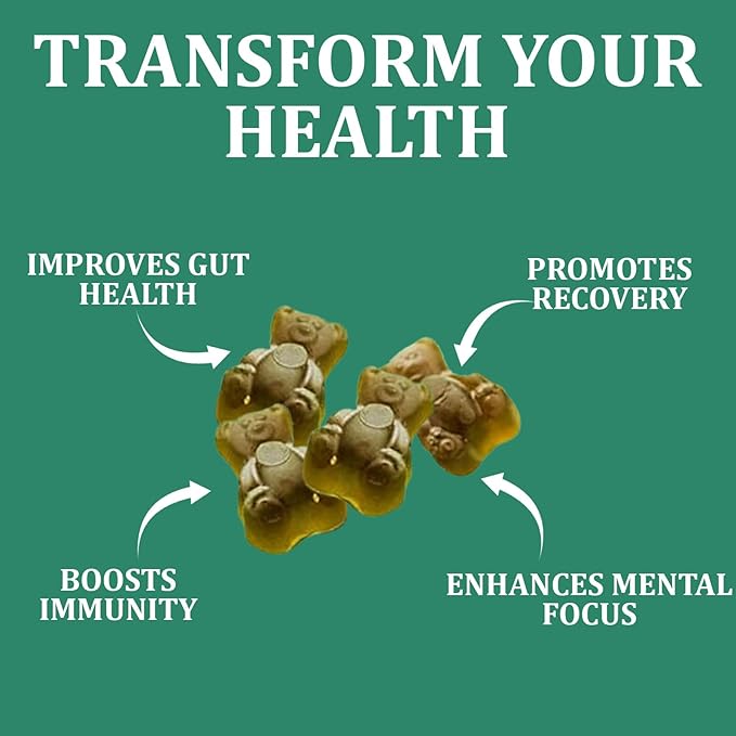Greens Gummies, Daily Greens Gummies with Organic Chlorella and Spirulina, Digestive & Gut Health, Low Sugar, Formulated with 60+ Ingredients, Individual Packets,160 Gummies Bear