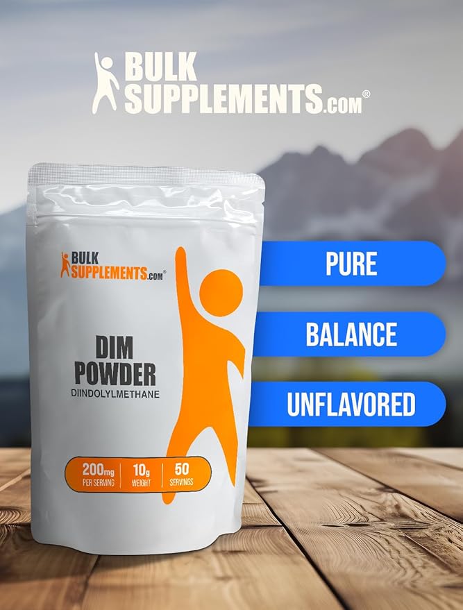 BulkSupplements.com DIM Powder - Diindolylmethane Powder, DIM Supplement for Men & Women - DIM 200mg, Gluten Free - 200mg per Serving, 10g (0.35 oz) (Pack of 1)