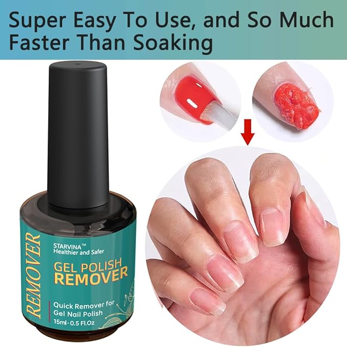 Gel Nail Polish Remover, No Need Soaking or Wrapping Gel Remover for Nails, Easily and Quickly Removes Gel in 2-5 Minutes, with Cuticle Pusher & Scraper for Home DIY Use