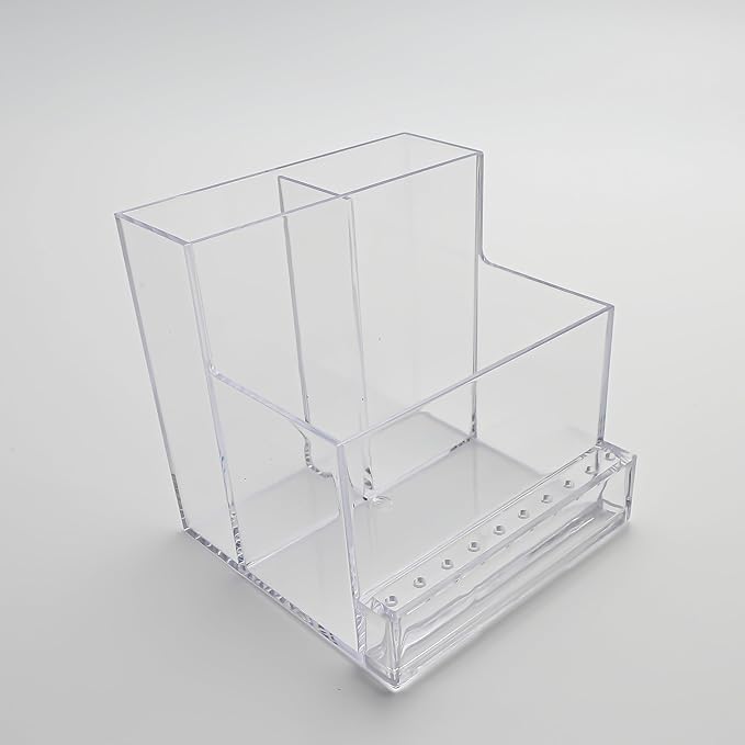 10 Holes Storage Box Holder Organizer to Display Nail Drill Bit File Brush Electric Machine Manicure Accessory, Grinding Tool Essentials, Acrylic Clear Transparent Stand Case Desk Room Accessories