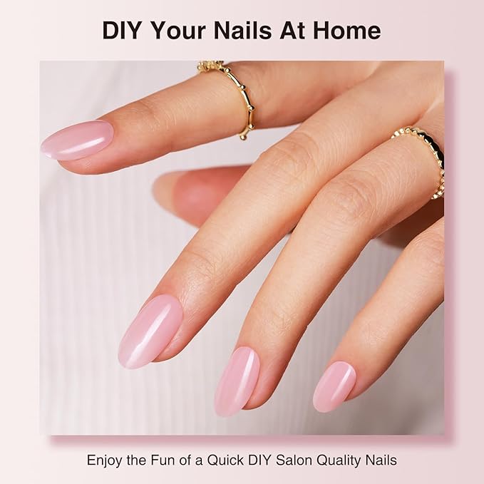 Semi Cured Gel Nail Strips, 20 PCS Nail Stickers, UV Light Cured, Salon Quality, Easy to Use - Translucent Pink