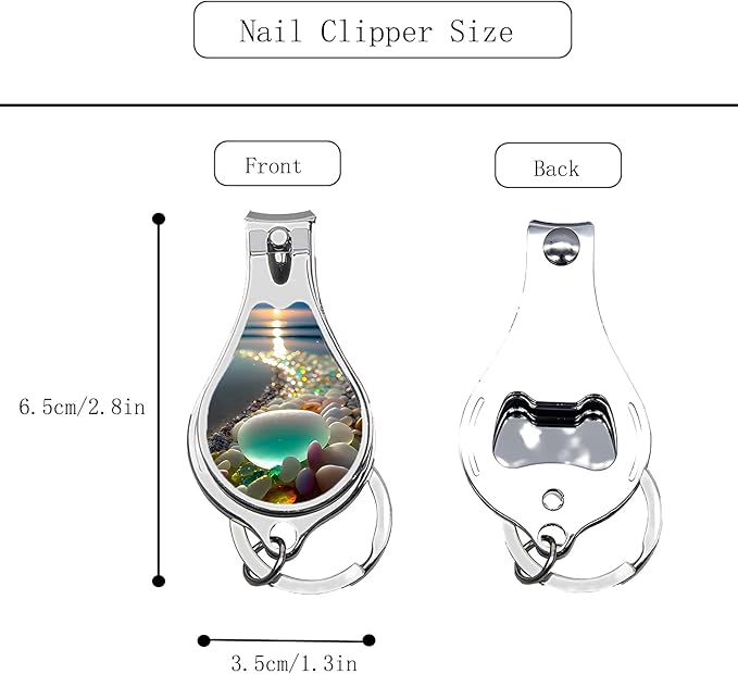 Toenail Clippers for Men 2 Pack Nail Clipper Set with Key Chain Cute Nail Cutter with Jar Opener for Dorm Room Essentials,Kitchen Gadgets,Golf Accessories,Travel Essentials(Pebble)