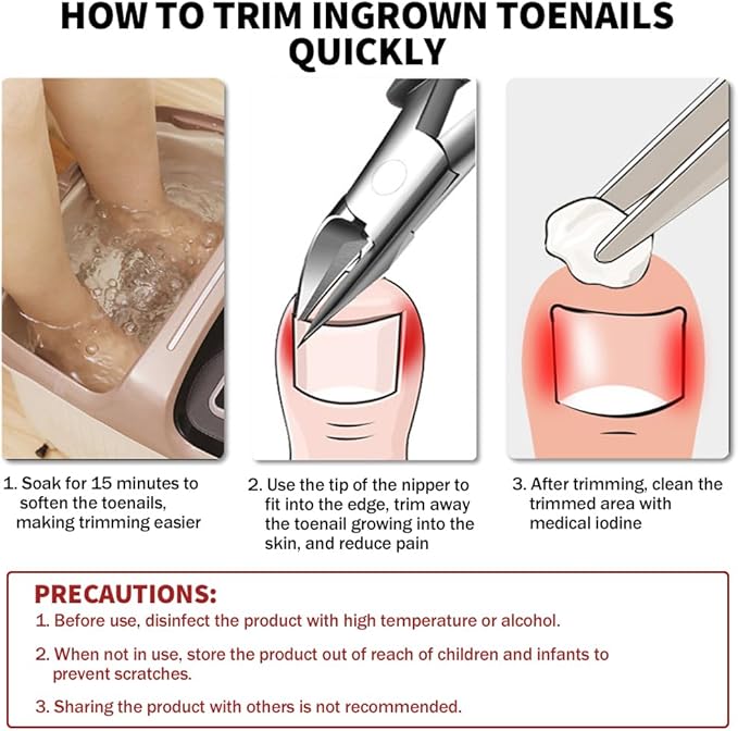 Toenail Clippers for Thick & Ingrown Nails – Professional Stainless Steel Pedicure Clippers for Men, Women & Seniors – Sharp Curved Blade, Built-in Spring, Non-Slip Handle