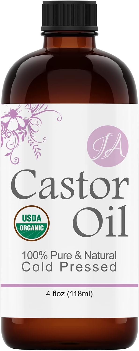 Healing Solutions Oils - 4 oz Castor Oil Organic Pure Natural, Cold Pressed, Hexane & Chemical Free Natural Solution, Lash Serum, Stimulates Growth For Hair, Eyelash, Eyebrows, Scalp & Beard - 118ml