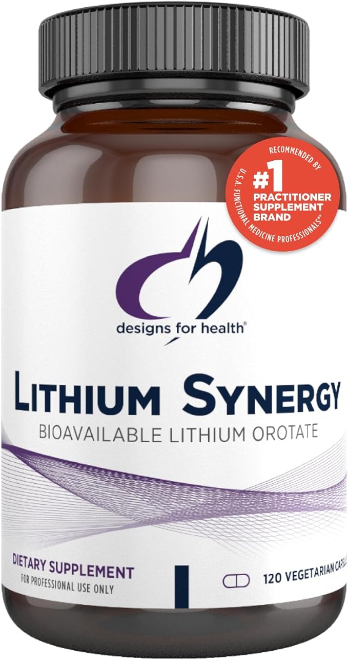 Designs for Health Lithium Synergy - 5mg Lithium Orotate with TMG + B12 Methylcobalamin - Bioavailable Mood + Methylation Support Supplement, Non-GMO + Vegetarian (120 Capsules)