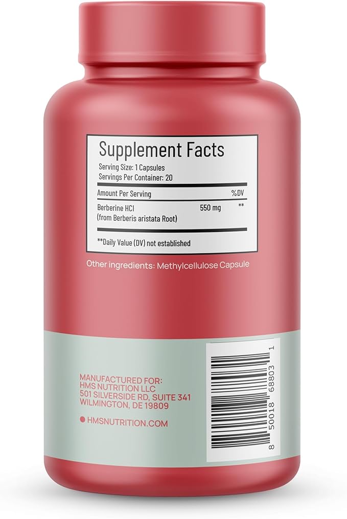 Berberine HCL 550mg, Berberine Supplements from Berberis Aristata Root for Immune System, Circulatory System, Weight Management & Intestinal Health, Vegan & Gluten Free, 120 Capsules