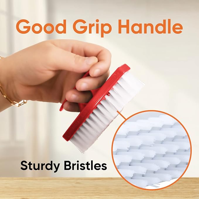 Superio Nail Brush for Cleaning Fingernails, Nail Scrubber Brush, Toe Foot Hands Fingernail Brush Cleaner- Small Scrub Brush- All-Purpose Stiff Cleaning Brush(8, Red)