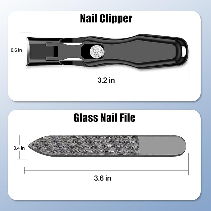 Heavy Duty Nail Clippers for Men with Catcher, Toe Nail Clippers for Thick Nails, Wide Opening, Self Collecting, Ultra-Sharp and Durable EDC Fingernail Toenail Clippers for Men and Women
