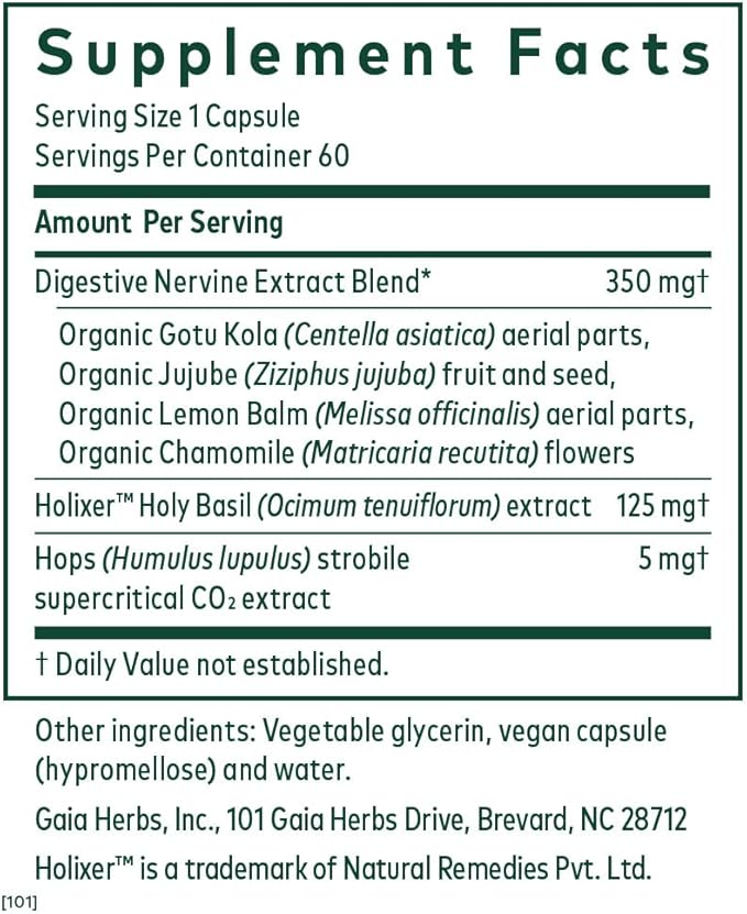 Gaia Herbs PRO GI Stress - Digestion Supplement for Times of Stress - Contains Holy Basil, Lemon Balm, Chamomile & More - 60 Liquid Phyto-Caps