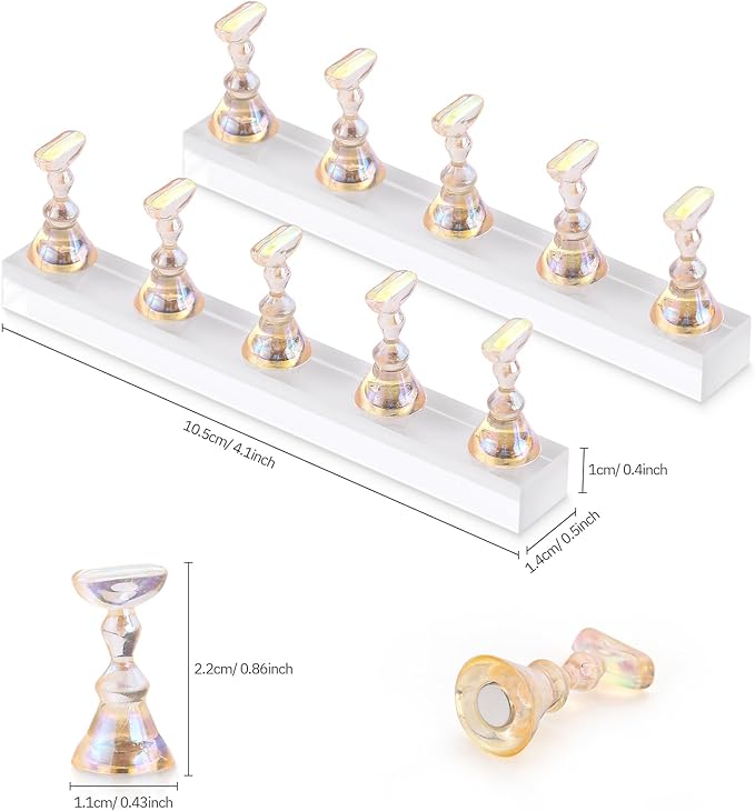 Etercycle Nail Stand for Press On Acrylic Nails Art Display Stand Nail Holder for Painting Magnetic Nails Stand with Double-sided Tape for Home DIY Salon Supplie (Yellow)