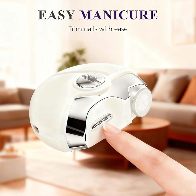 Electric Nail Clippers, 2025 New Rechargeable Nail Trimmer, Multi Functional 3-in-1 Nail Tool for Home Use, Electric Nail Clippers Suitable for Infants, Children, Elderly (Beige)