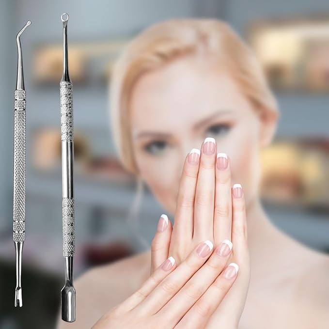 Premium Stainless Steel Manicure Tools 2-Piece Set, Upgrade Gel Nail Polish Remove Tool & Cuticle Pusher, Cuticle Trimmer & Nail Lifter, Durable&Hygienic, For Women