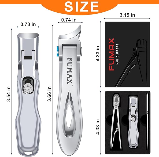 Toenail Clippers for Thick Toenails for Seniors, Heavy Duty Slanted Nail Clippers with Wide Opening, Ingrown Mens Toe Nail Clippers Mess Free Fingernail Clipper with Catcher Gifts for Men Women