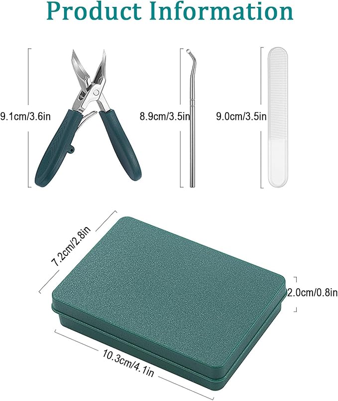 Eagle Beak Beveled Nail Clippers, Wide Jaw Opening Anti-Splash Slanted Nail Clippers Set, Super Sharp Oblique Large for Thick Nails, Seniors & Ingrown Care (Green)