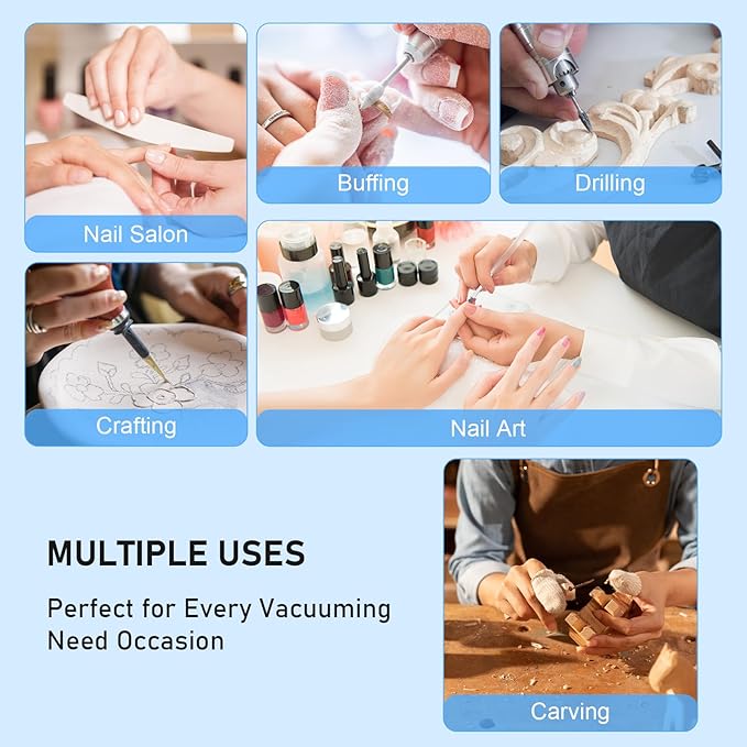 FAHKNS Nail Dust Collector for Nail Tech & Acrylic Nail Polishing, Adjustable Speed Nails Extractor Vacuum, Powerful Vacuum Fan, Low Noise, Reusable Filter & Magnetic Detachable Nail Salon
