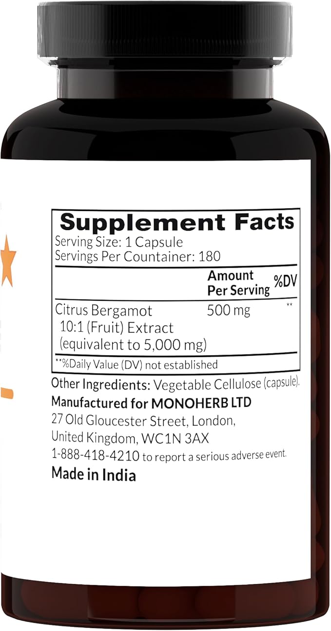 Citrus Bergamot Extract 500 mg - 180 Capsules