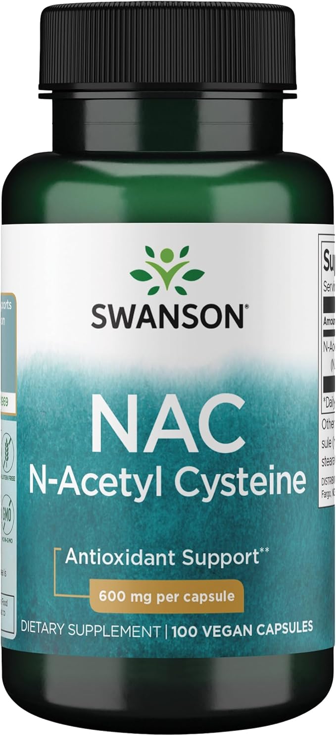 Swanson NAC N-Acetyl Cysteine Antioxidant Liver Support & Amino Acids Supplement 600 mg 100 Capsules