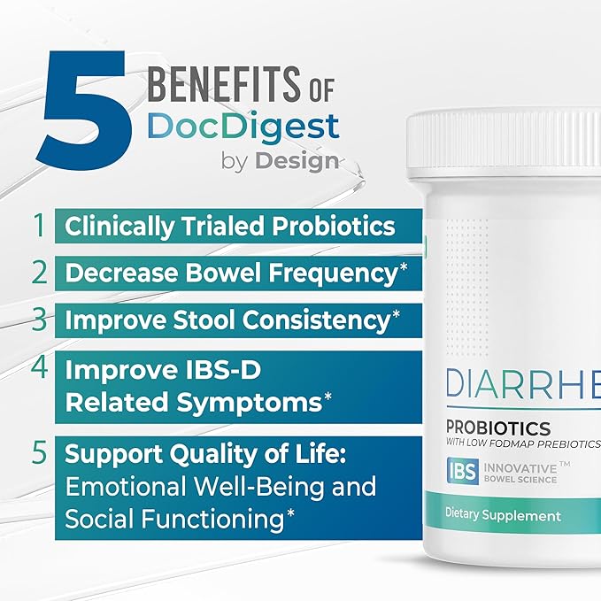IBS Anti Diarrhea Probiotic for Diarrhea Relief and IBS-D - Clinically Studied Antidiarrheal Pills for Long-Term Comfort - Diarrhea Medication for Adults - Specialized IBS Supplement and Medicine